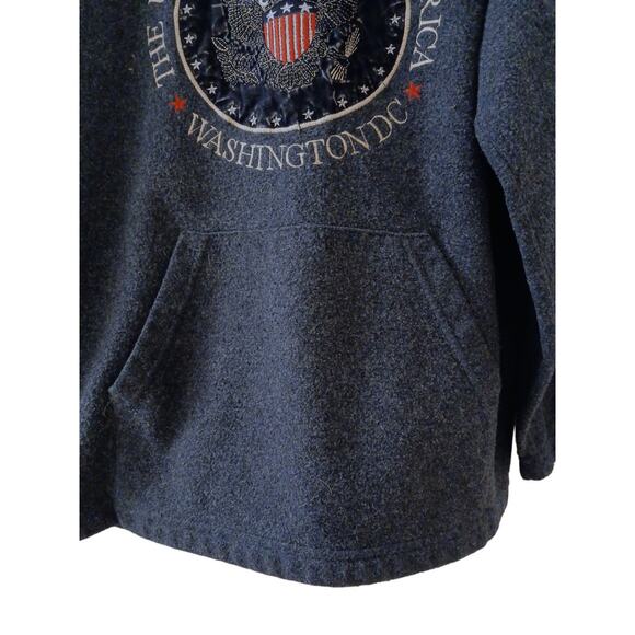 Washington DC Pullover Hoodie USA Sz M Blue Crushed Velvet Embroidery Kangaroo - Picture 4 of 16